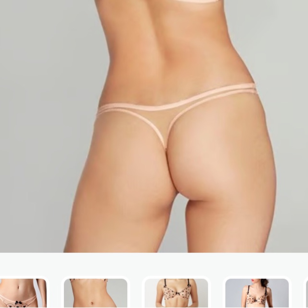 New NWT Agent Provocateur Black and Cream Heart Panty thong 3 - Picture 3 of 3
